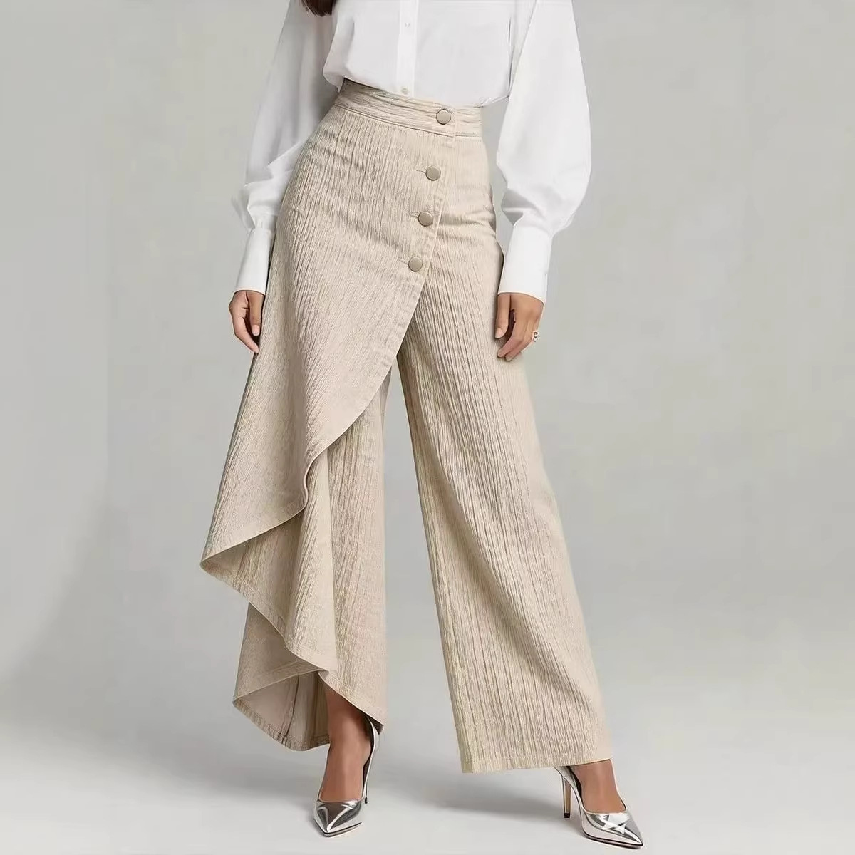Solid Color Faux Denim Skinny Pants - Image 5