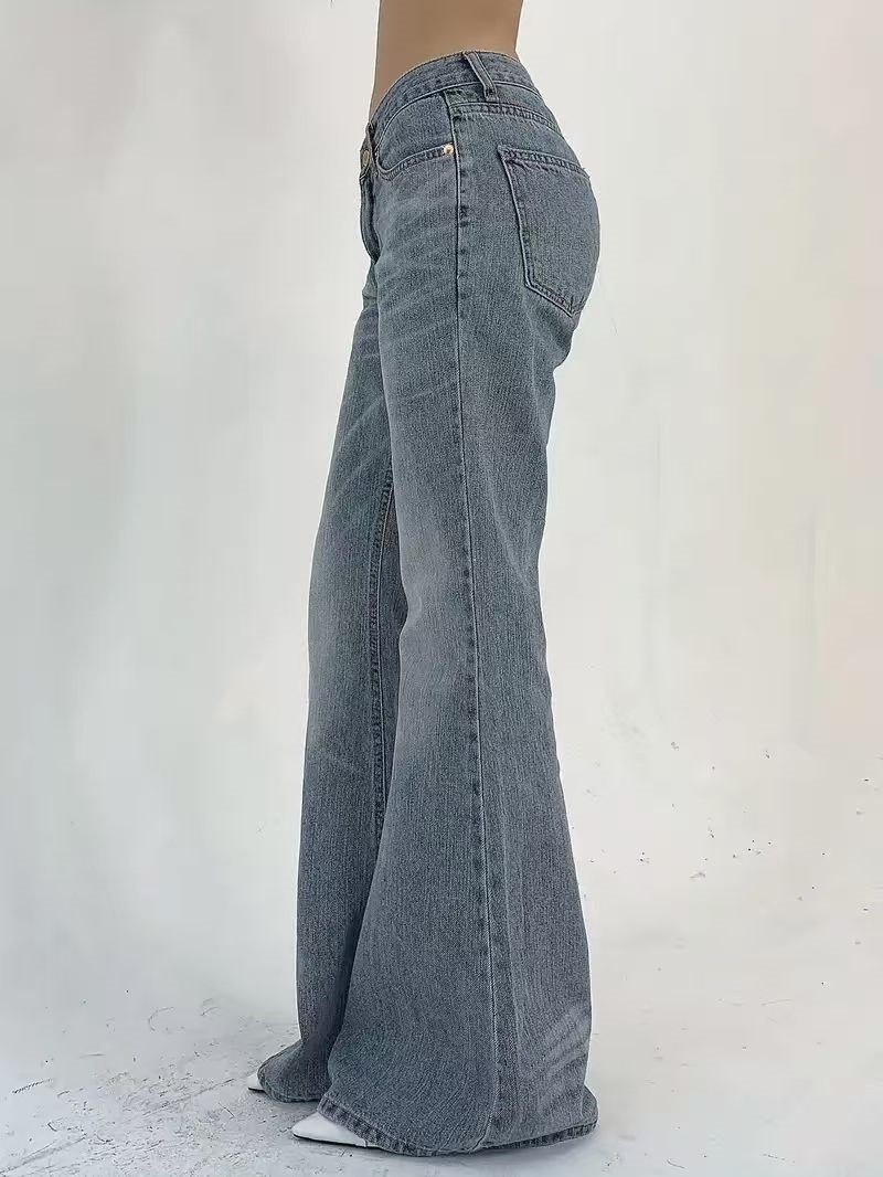 Vintage Blue Flared Denim Jeans for Women - Image 3