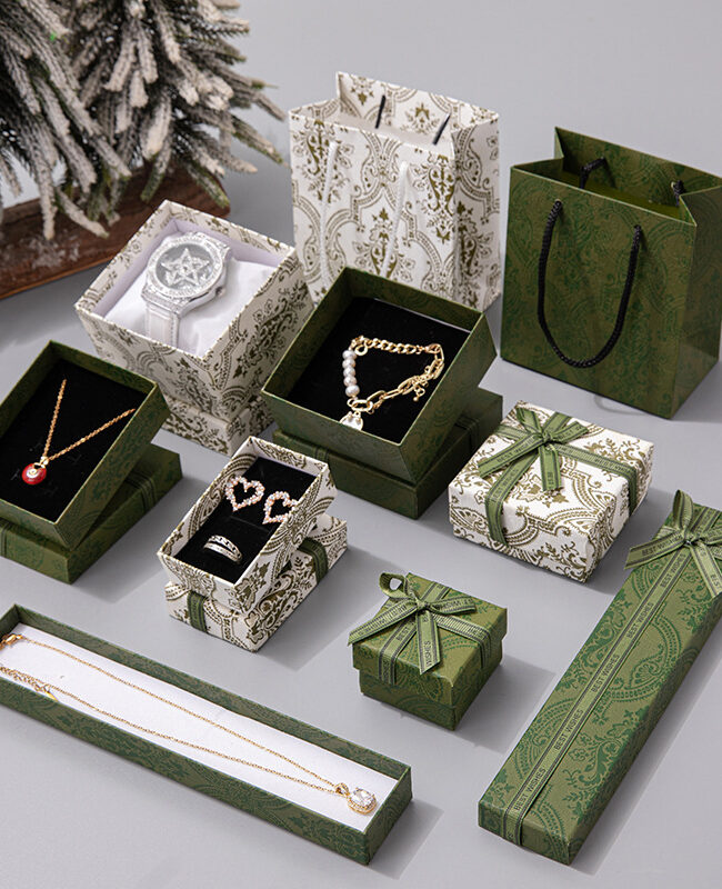 The Ines Retro Light Luxury Printed Paper Jewelry Gift Box with Bow for Necklace Ring Detail – La Rose Couture Jewellery & Accessories