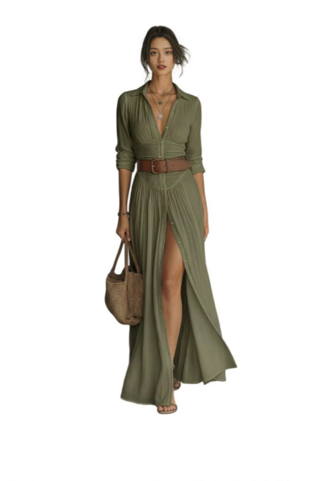 The Yvette Collared Shirt Dress with Belt Detail – La Rose Couture Dresses & Gowns