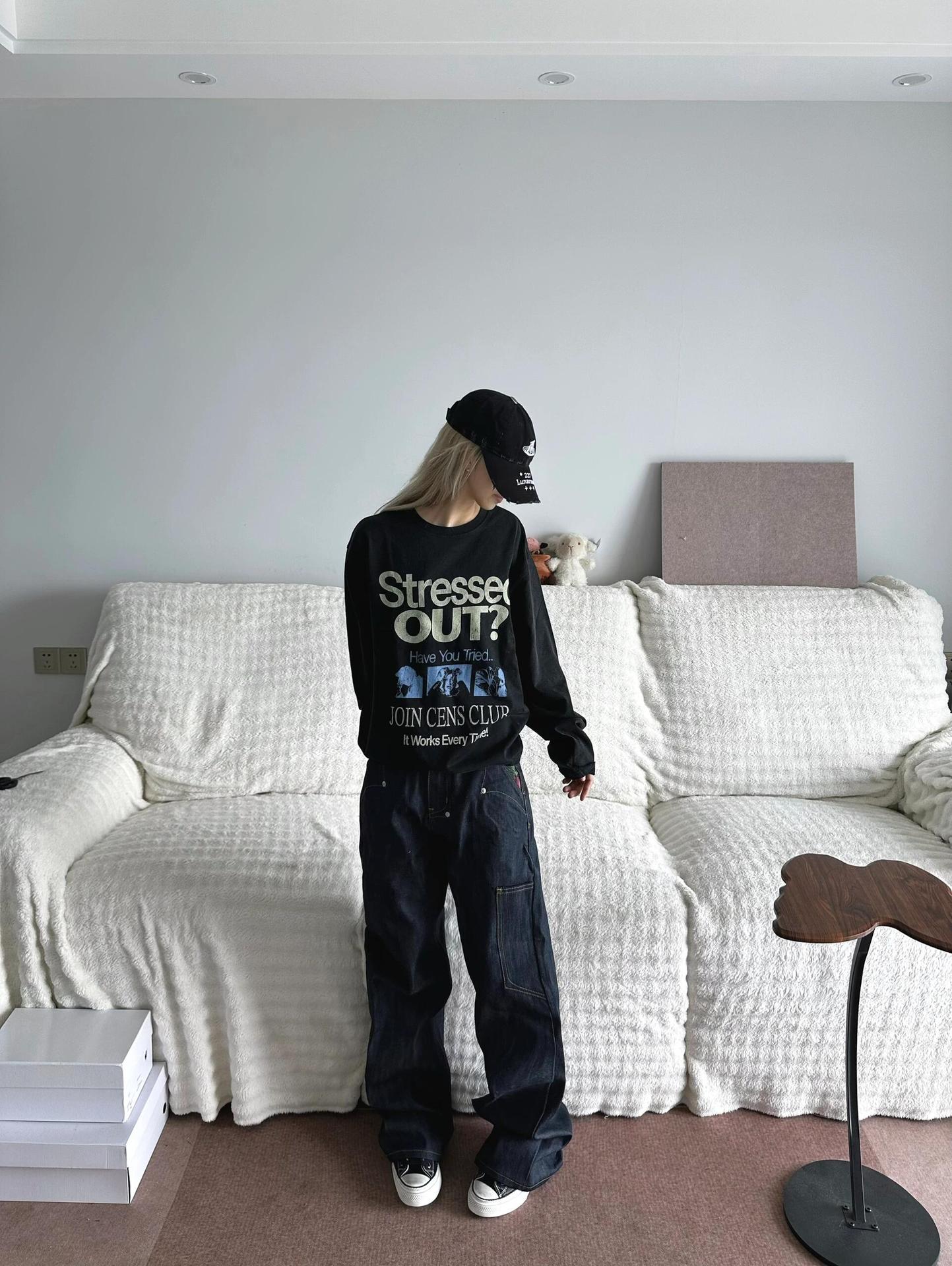 Plus Size Women's Vintage Letter Print Pure Cotton Long Sleeve Loose T-Shirt - Image 5
