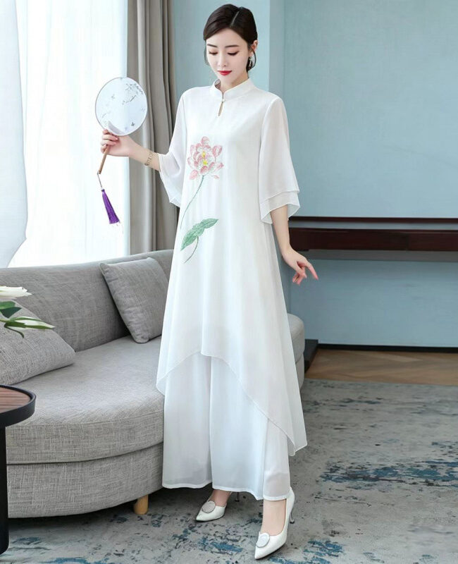 The Salome Dress Chiffon Pants Detail – La Rose Couture Dresses & Gowns