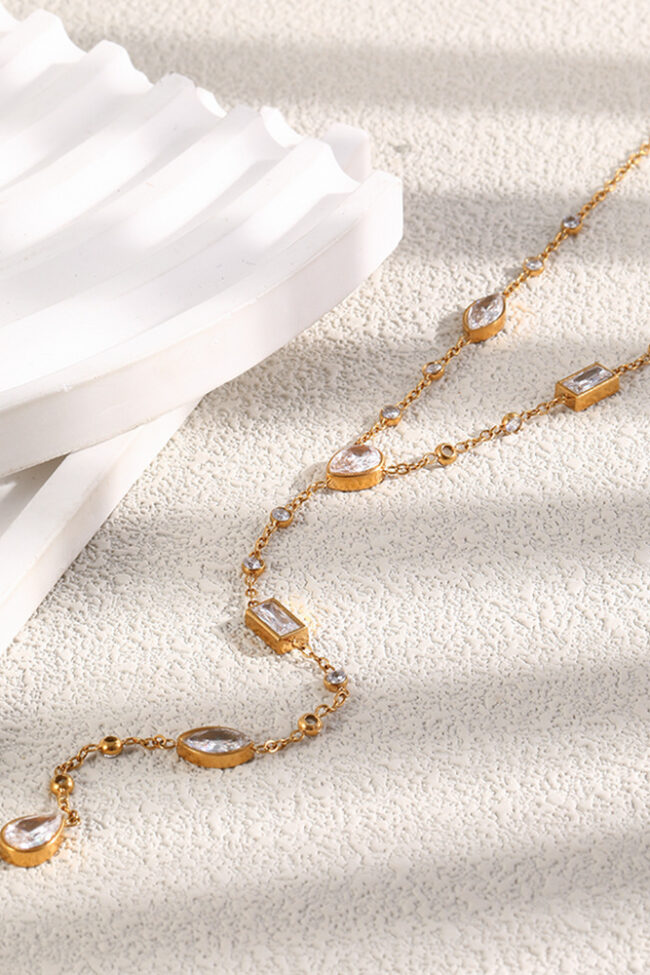 The Capucine Y Shaped Zircon Stainless Steel Necklace Detail – La Rose Couture Jewellery & Accessories