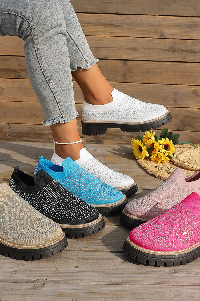The Laurene Rhinestone Platform Slip on Shoes – La Rose Couture Shoes & Footwear