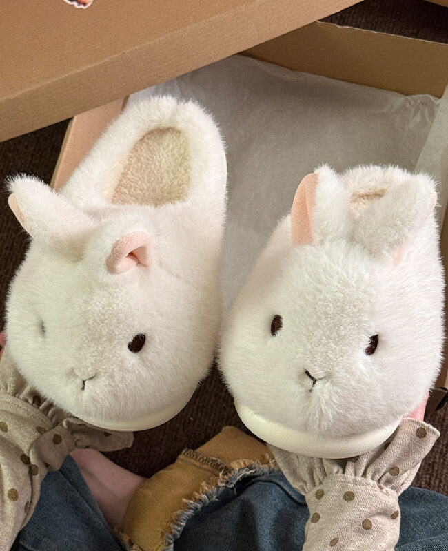 The Apolline Plush Rabbit Slippers Winter Indoor Warm House Shoes Detail – La Rose Couture Shoes & Footwear