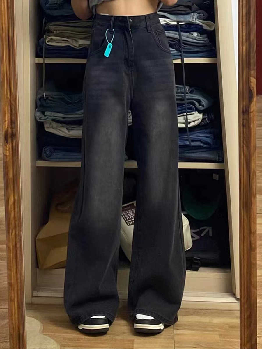 Plus Size Vintage Denim Wide Leg Pants - Image 2