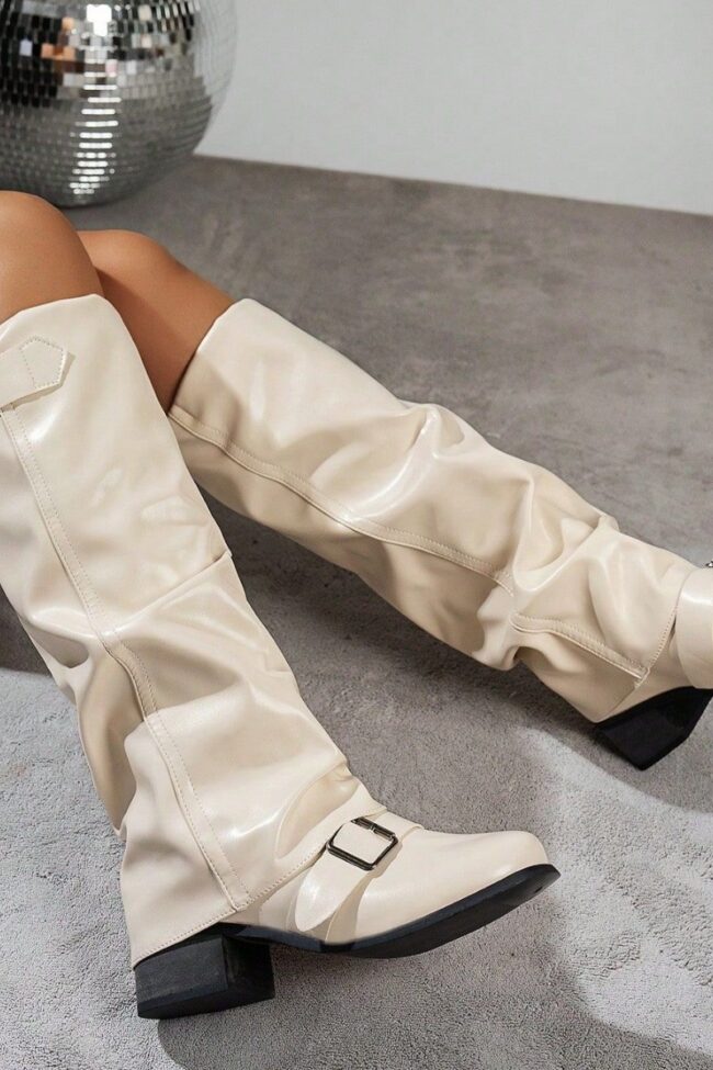 The Ines Thick Heel Knee High Boots Detail – La Rose Couture Shoes & Footwear