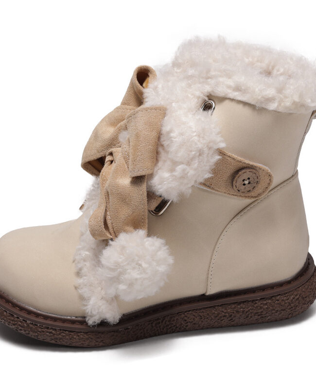 The Agathe Fleece Lined Snow Boots with Bow Detail – La Rose Couture Shoes & Footwear