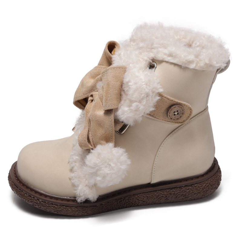Womens Fleece-Lined Snow Boots with Bow - Image 4
