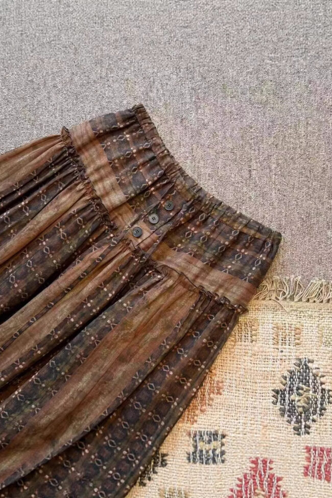 The Hermione Vintage Geometric Print Linen a Line Skirt Detail – La Rose Couture Trousers & Skirts
