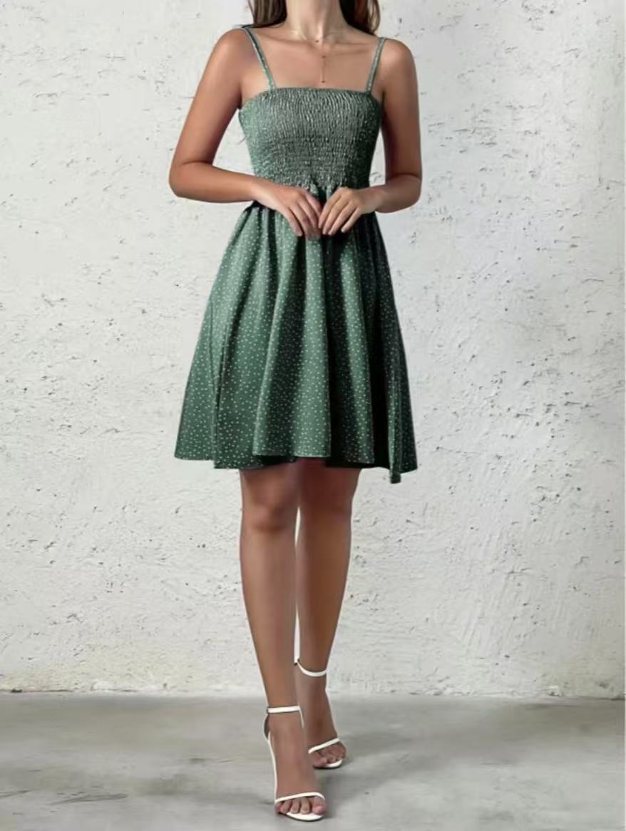 Dot-patterned slingback mini dress - Image 2