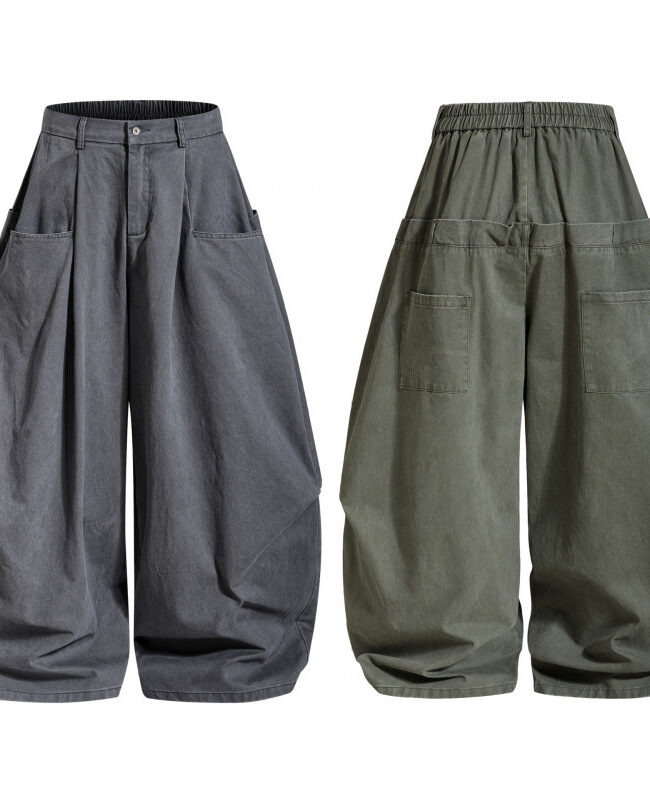 The Genevieve and Loose and Wide Legged Curved Knife Style Work Pants Detail – La Rose Couture Trousers & Skirts