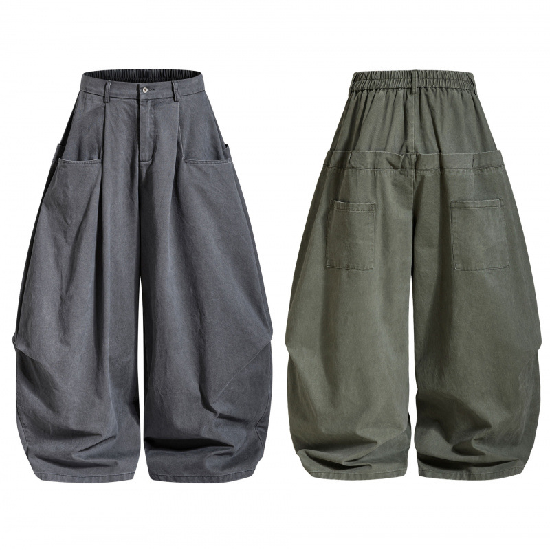 Men's and women's loose and wide-legged curved knife-style work pants - Image 5