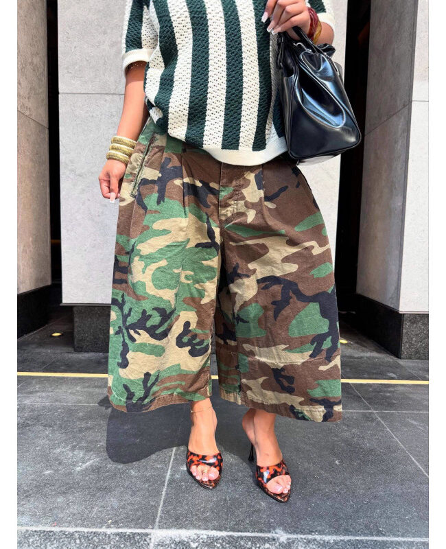 The Clothilde Camouflage Wide Leg Casual Pants – La Rose Couture Trousers & Skirts