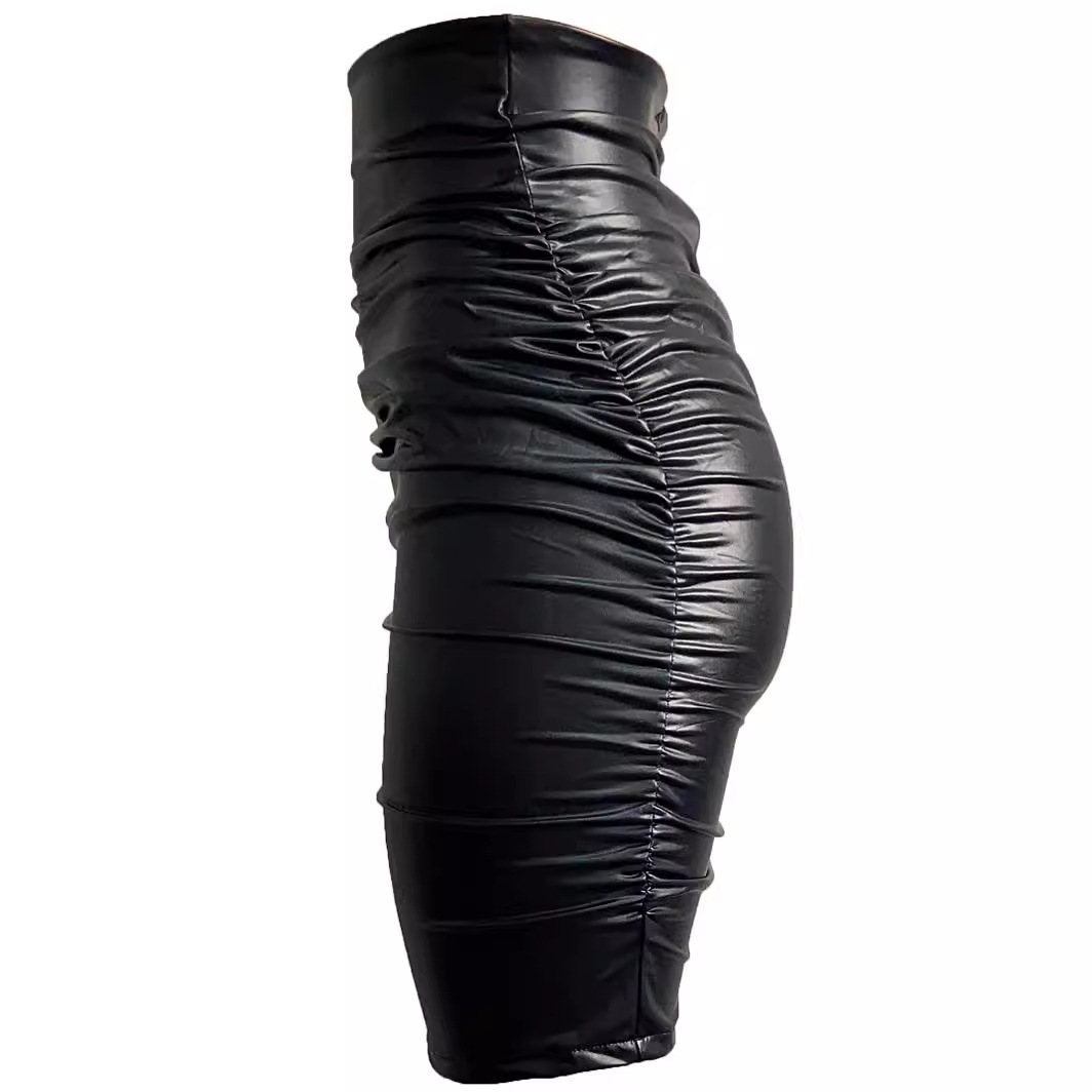 Womens PU Leather Bodycon Skirt - Image 4