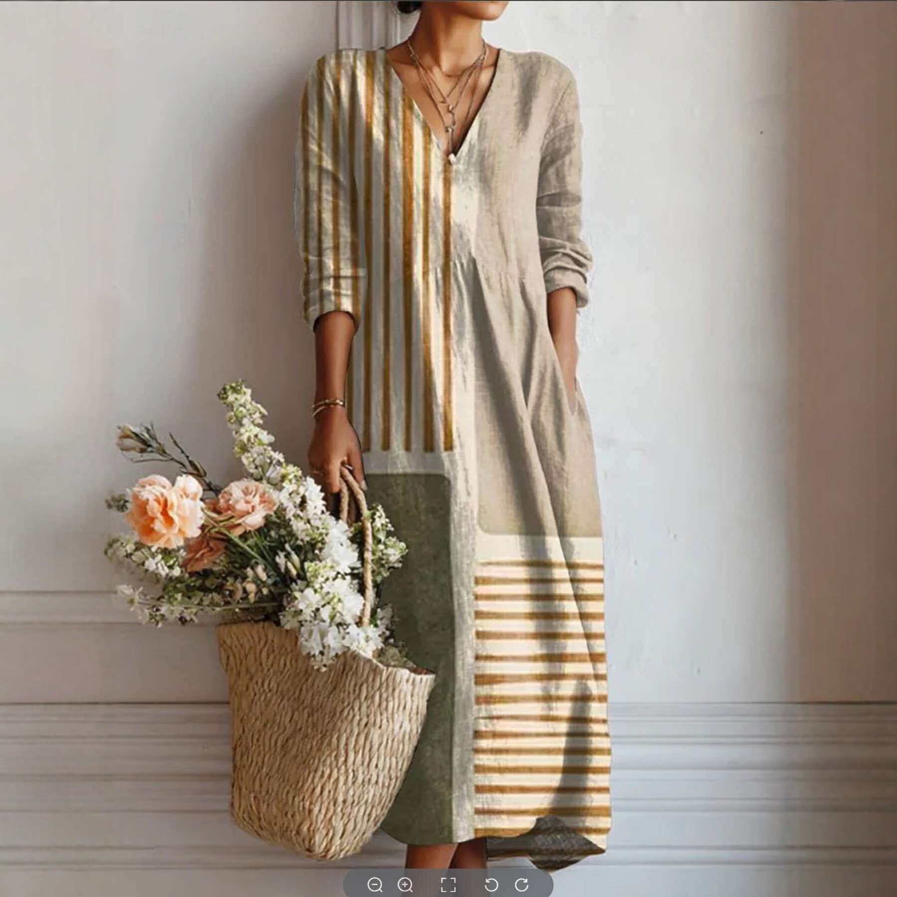 Lady V-neck printed loose-fitting dress - Image 4