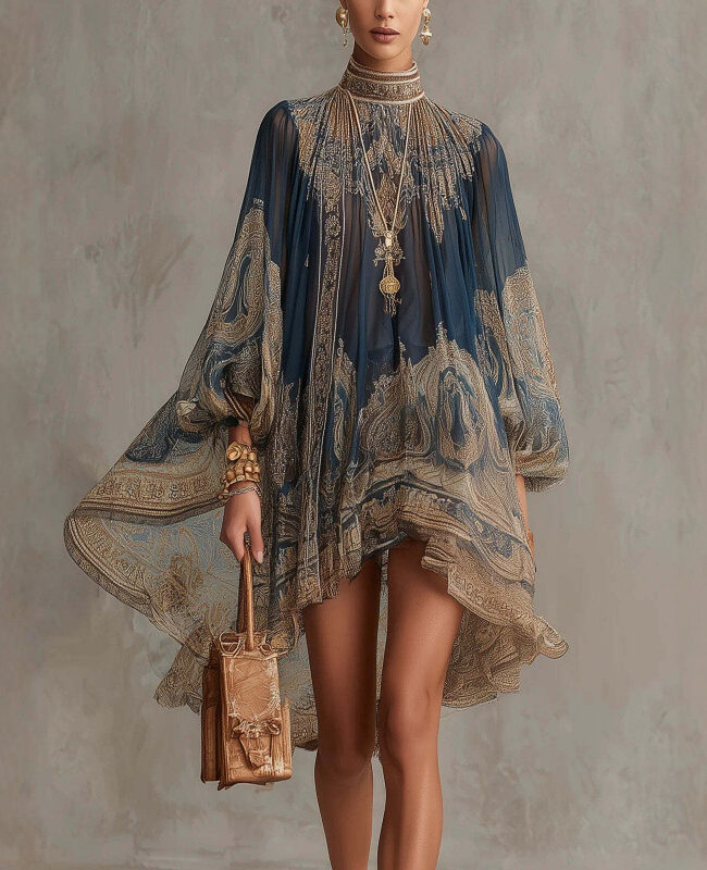 The Yvette Bohemian Print Long Sleeve Dress – La Rose Couture Dresses & Gowns
