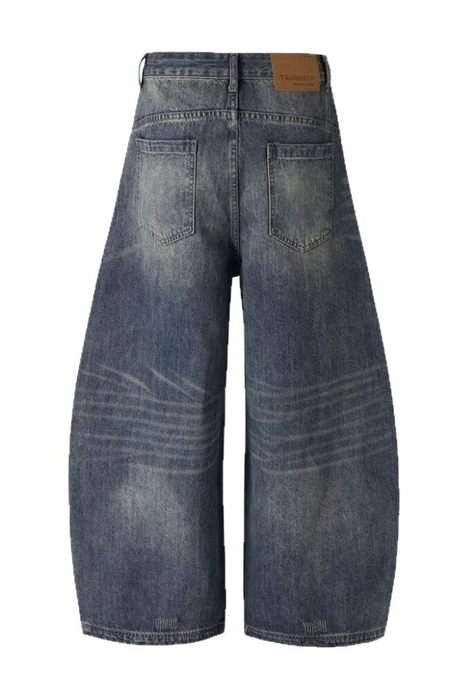 The Astrid Vintage Distressed High Waist Wide Leg Floor Length Denim Pants Detail – La Rose Couture Trousers & Skirts