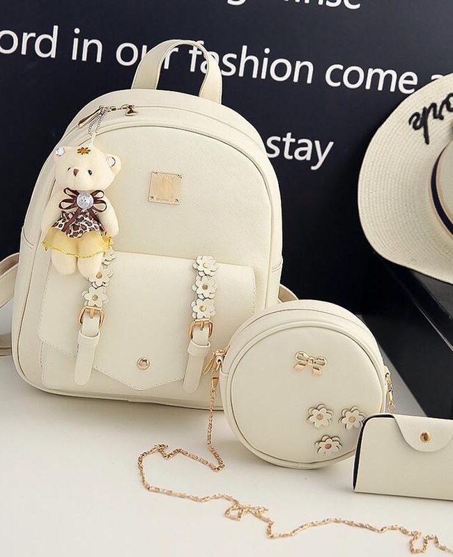 The Iris Floral Pu Three Piece Backpack Set Detail – La Rose Couture Handbags & Clutches