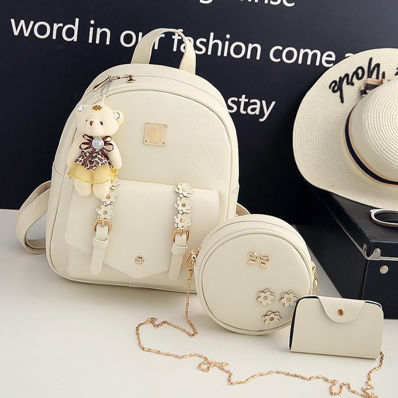 Floral PU Three-Piece Backpack Set - Image 4