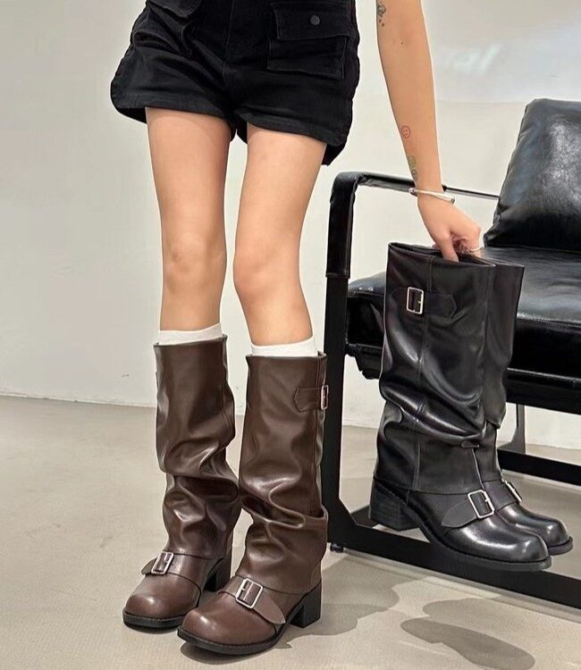 The Ines Thick Heel Knee High Boots – La Rose Couture Shoes & Footwear