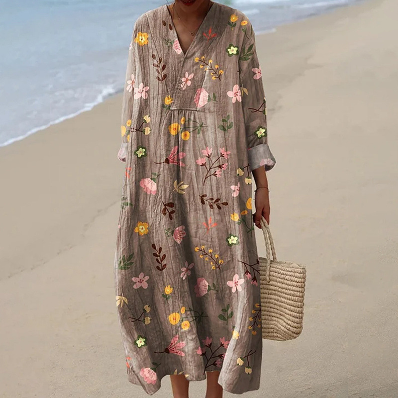 Long-sleeved casual loose-fitting dress