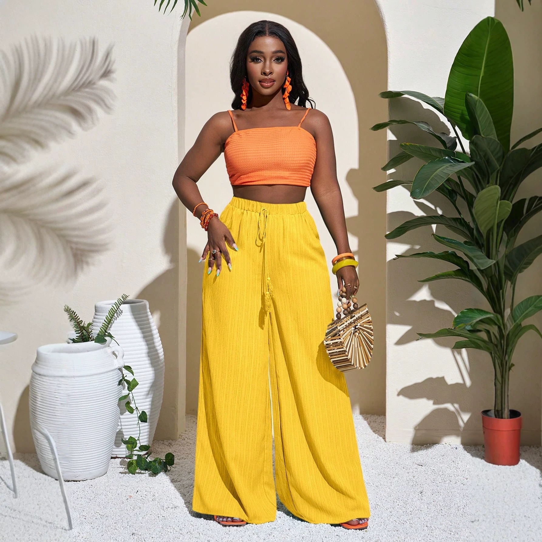 Womens High Waist Wide Leg Trousers - Image 5