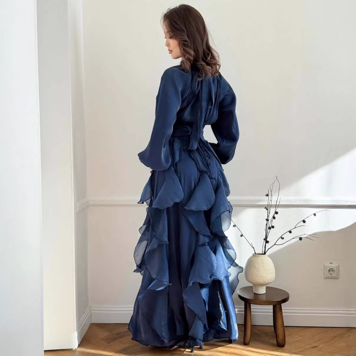 Elegant Ruffle Pleated Dress - Image 5