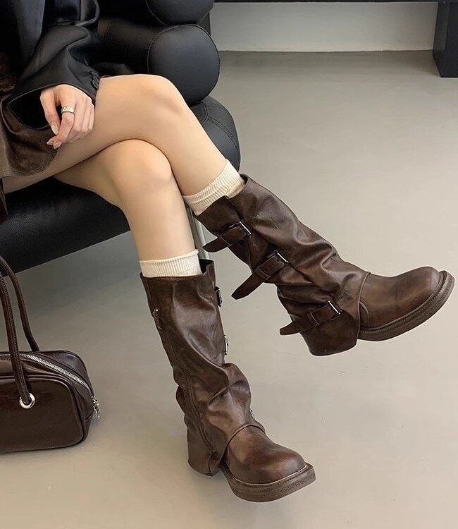 The Odette Square Toe Chunky Heel Mid Calf Boots – La Rose Couture Shoes & Footwear