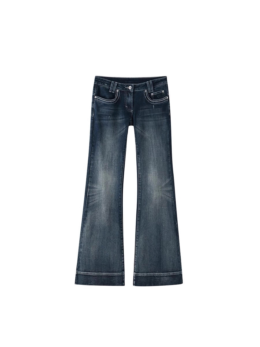 Low Waist Flared Denim Pants - Image 5