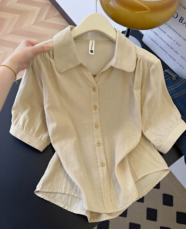 The Morgane Pure Cotton Double Layer Gauze Half Sleeve Casual Shirt Detail – La Rose Couture Tops & Blouses