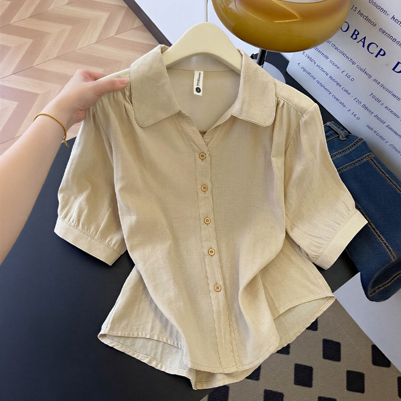 Women's Pure Cotton Double-Layer Gauze Half-Sleeve Casual Shirt - Image 4