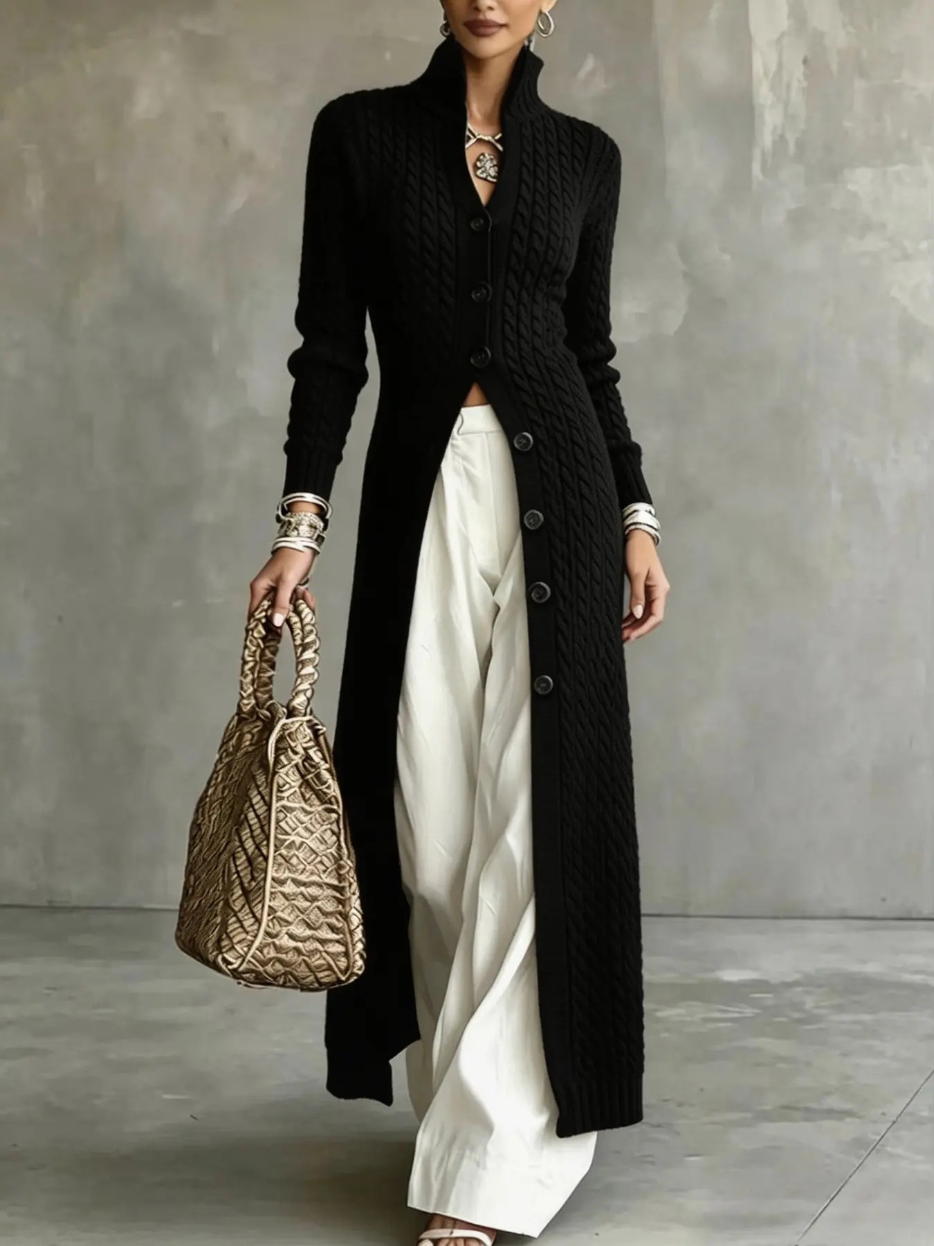 Long Knitted button sweater - Image 2