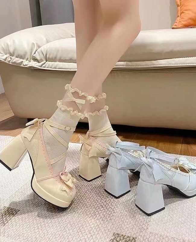 The Morgane Waterproof Platform Mary Jane Heels Lolita Style Thick Heel Shoes – La Rose Couture Shoes & Footwear