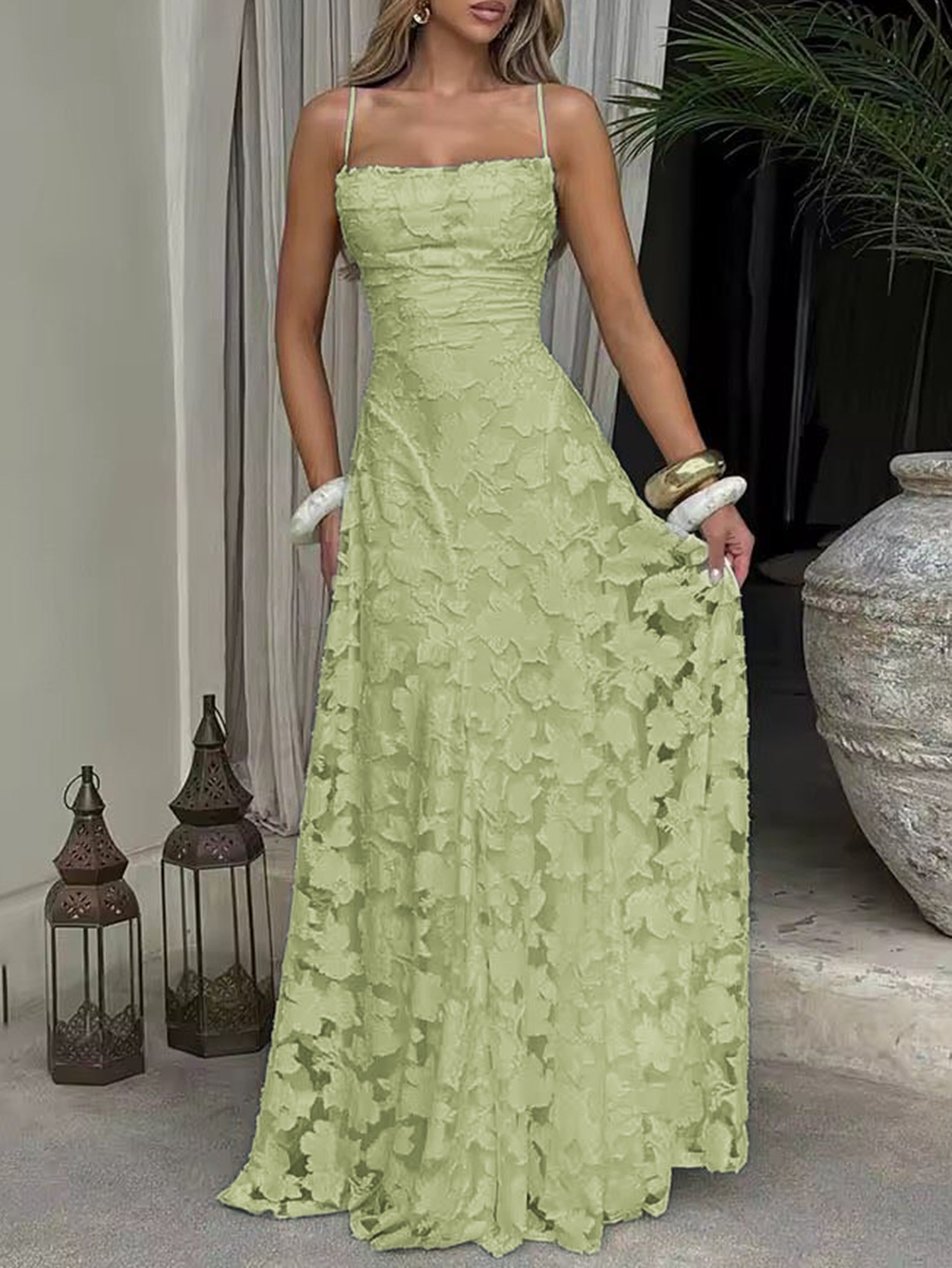 Elegant Suspender High Waist Long Dress - Image 2
