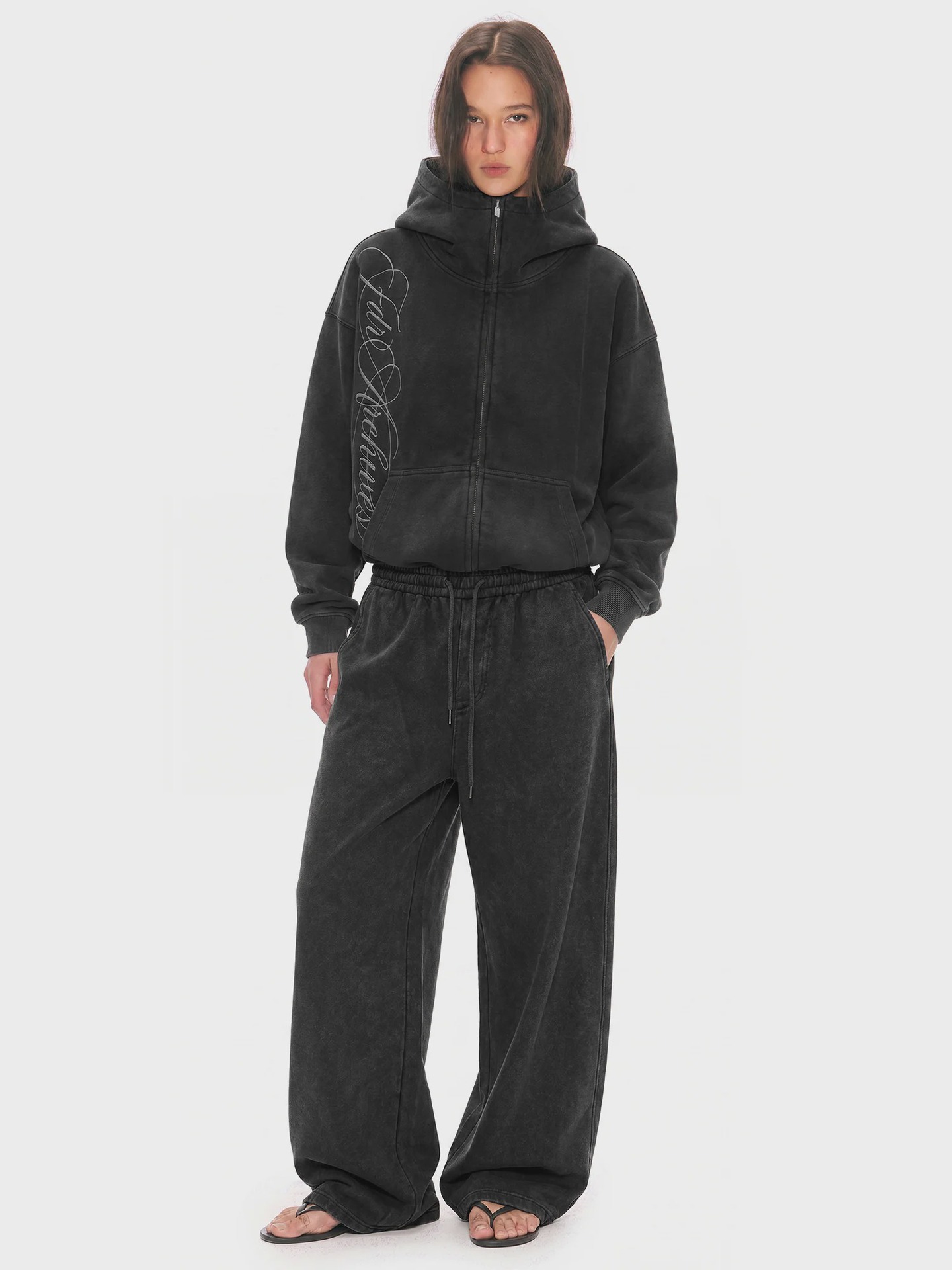 Printed high-neck pullover with hood and zipper vest - Image 2