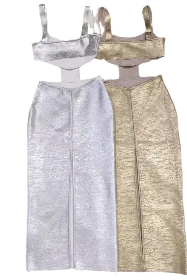 The Tatiana Light Luxury Gold Bodycon Midi Dress for Party Events Detail – La Rose Couture Dresses & Gowns