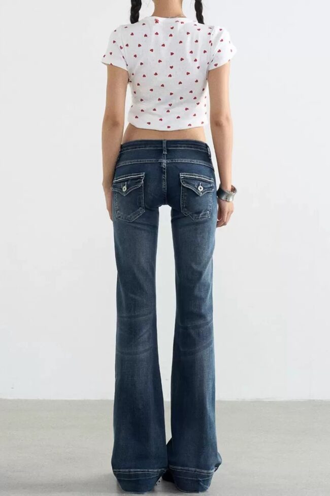 The Capucine Vintage Washed Flared Jeans Detail – La Rose Couture Trousers & Skirts