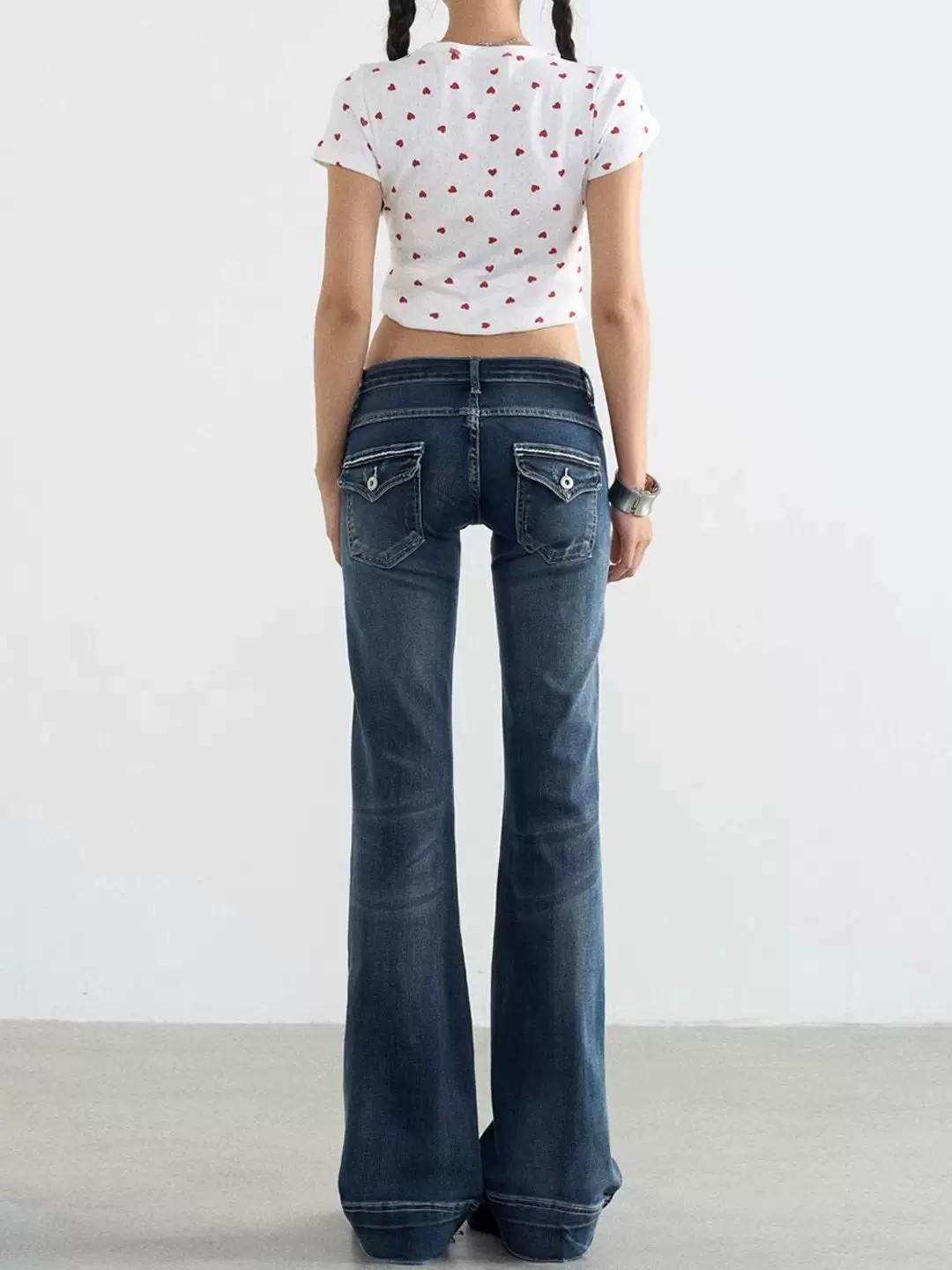 Womens Vintage Washed Flared Jeans - Image 3