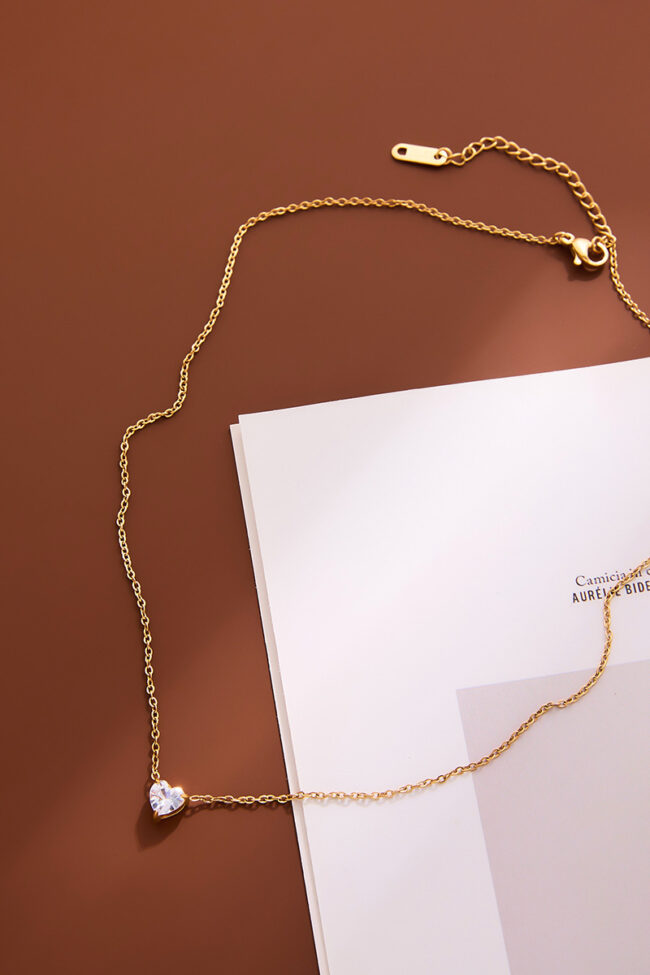 The Delphine Heart Birthstone Crystal Necklace Jewelry Detail – La Rose Couture Jewellery & Accessories