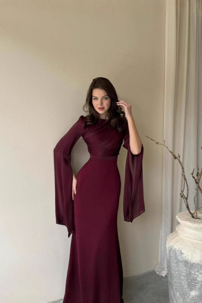 The Valerie Bat Sleeve Dress Detail – La Rose Couture Dresses & Gowns