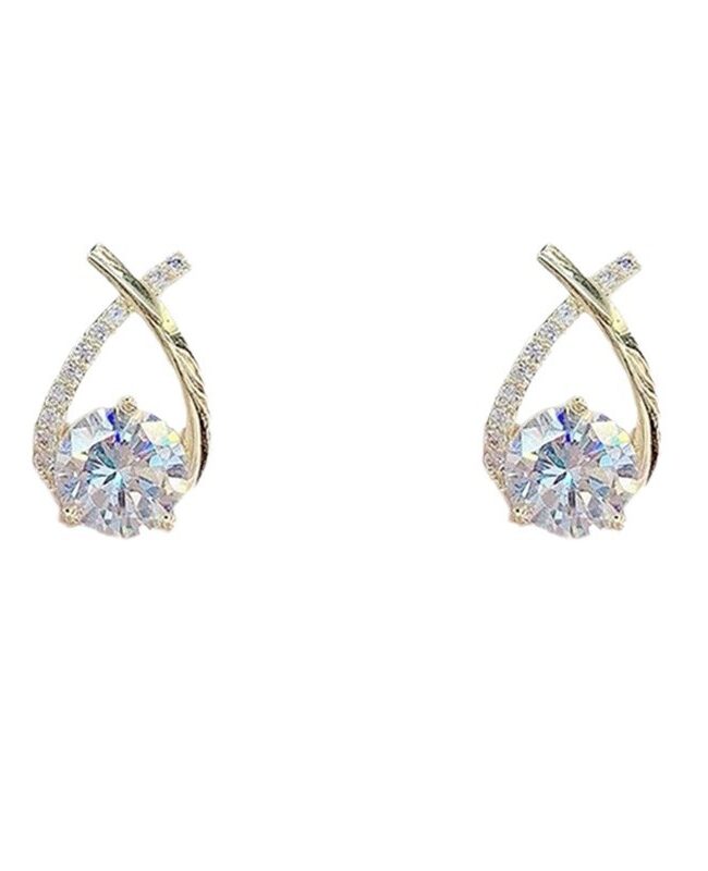 The Blanche Minimalist Exquisite Diamond Cross Earrings Light Luxury Geometric Design Detail – La Rose Couture Jewellery & Accessories
