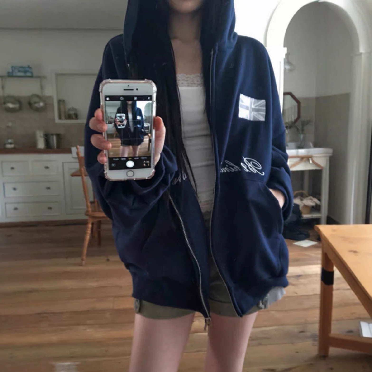 Embroidered Zip-Up Hoodie - Image 5