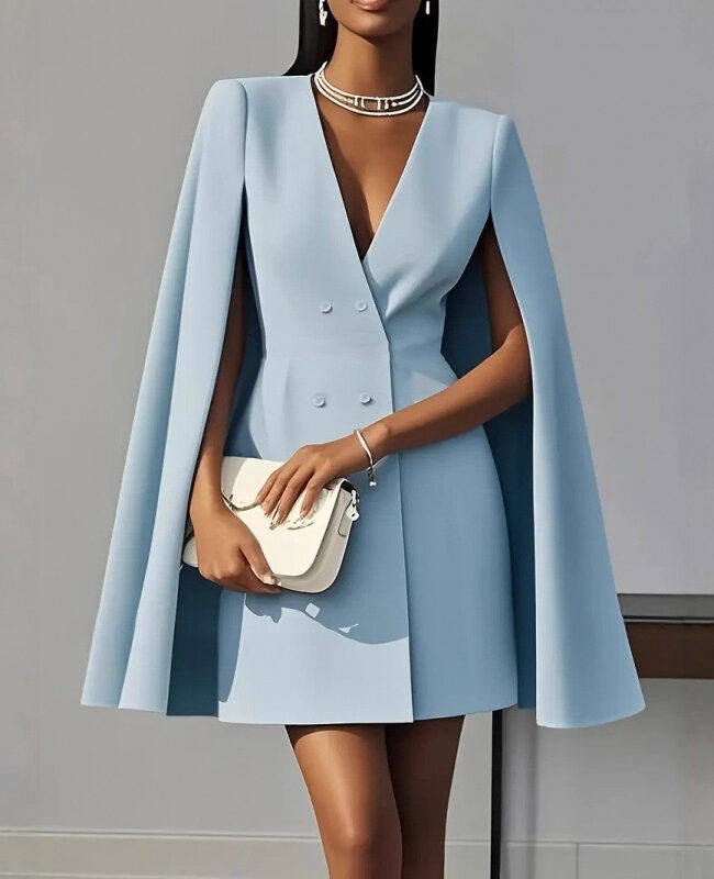 The Violette Double Breasted Shawl Cape Dress Detail – La Rose Couture Coats & Jackets