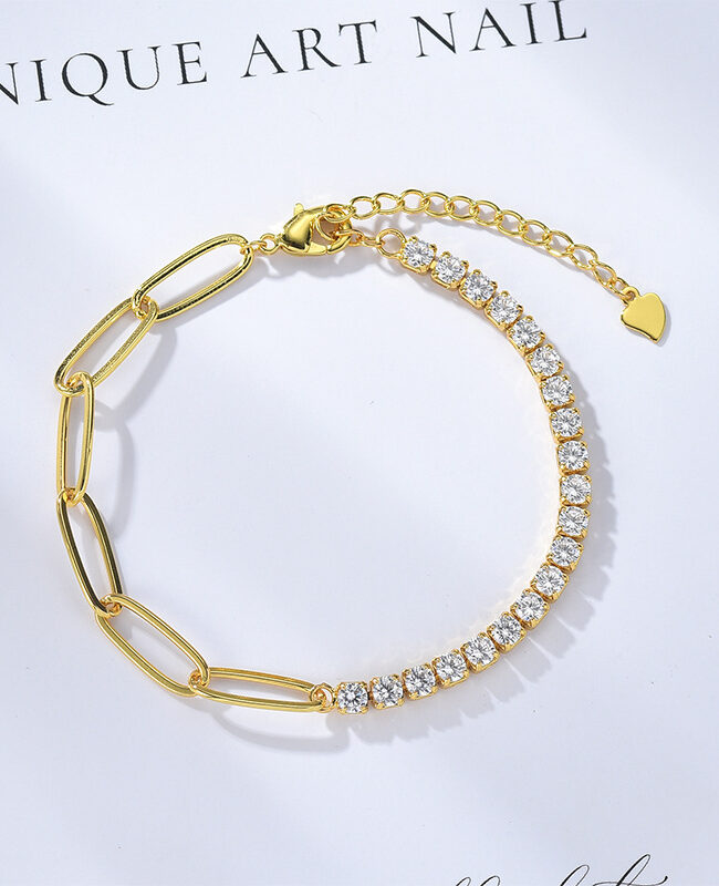 The Adrienne 3mm Zircon Dual Tone Chain Bracelet 18k Gold Plated Light Luxury Simple Jewelry – La Rose Couture Jewellery & Accessories