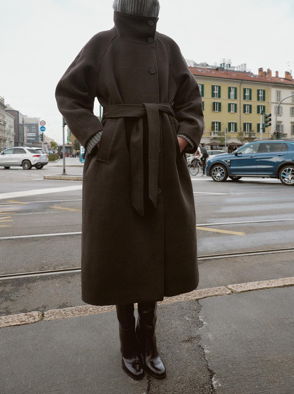 Waist-Cinching Long Woolen Coat Autumn and Winter Coat for Women - Image 4