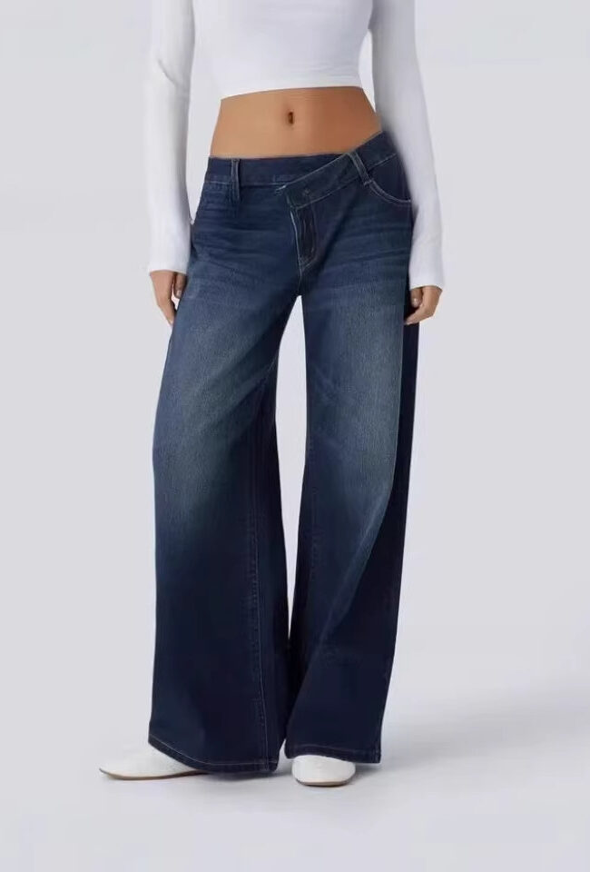The Sabine Denim Trousers Detail – La Rose Couture Trousers & Skirts