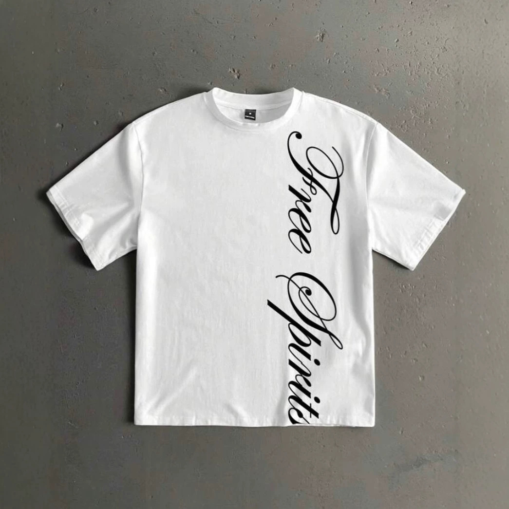 Vintage Letter Print Round Neck T-shirt - Image 5
