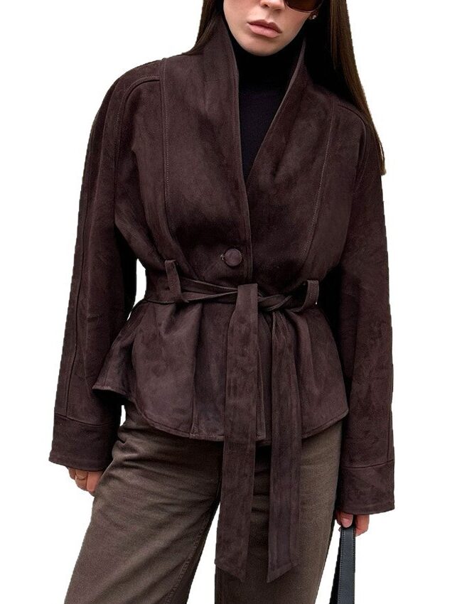 The Jeanne Retro Suede Long Sleeve Jacket Detail – La Rose Couture Coats & Jackets