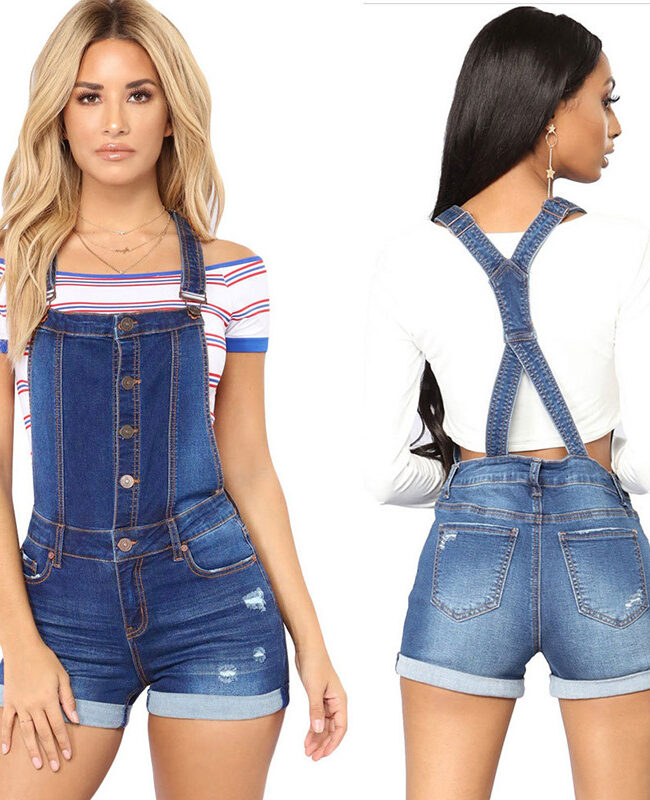 The Isaline Denim Suspenders Pants – La Rose Couture Trousers & Skirts
